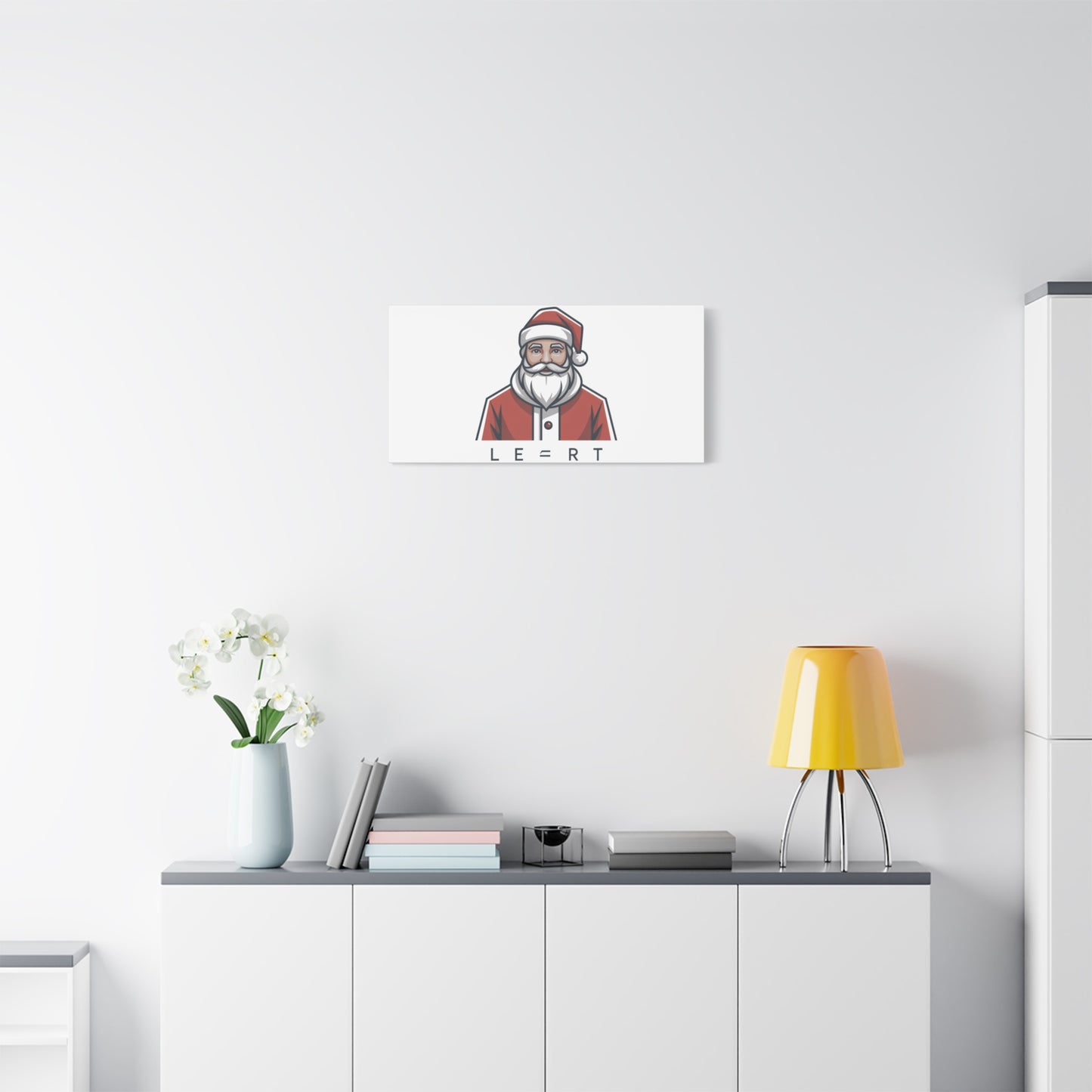 Minimal Santa Canvas, Modern Santa Graphic | Geometric Christmas Wall Art