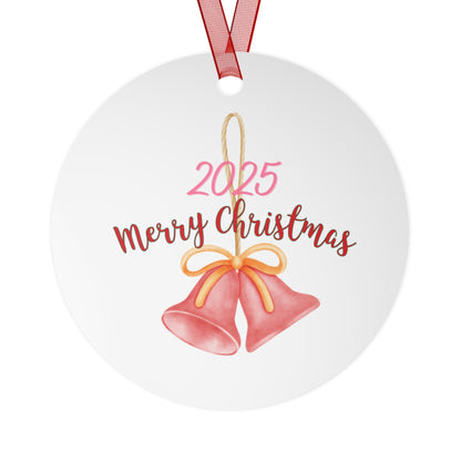 2025 Merry Christmas Bell Ornament — Snowman & Holiday Scene Metal Ornament