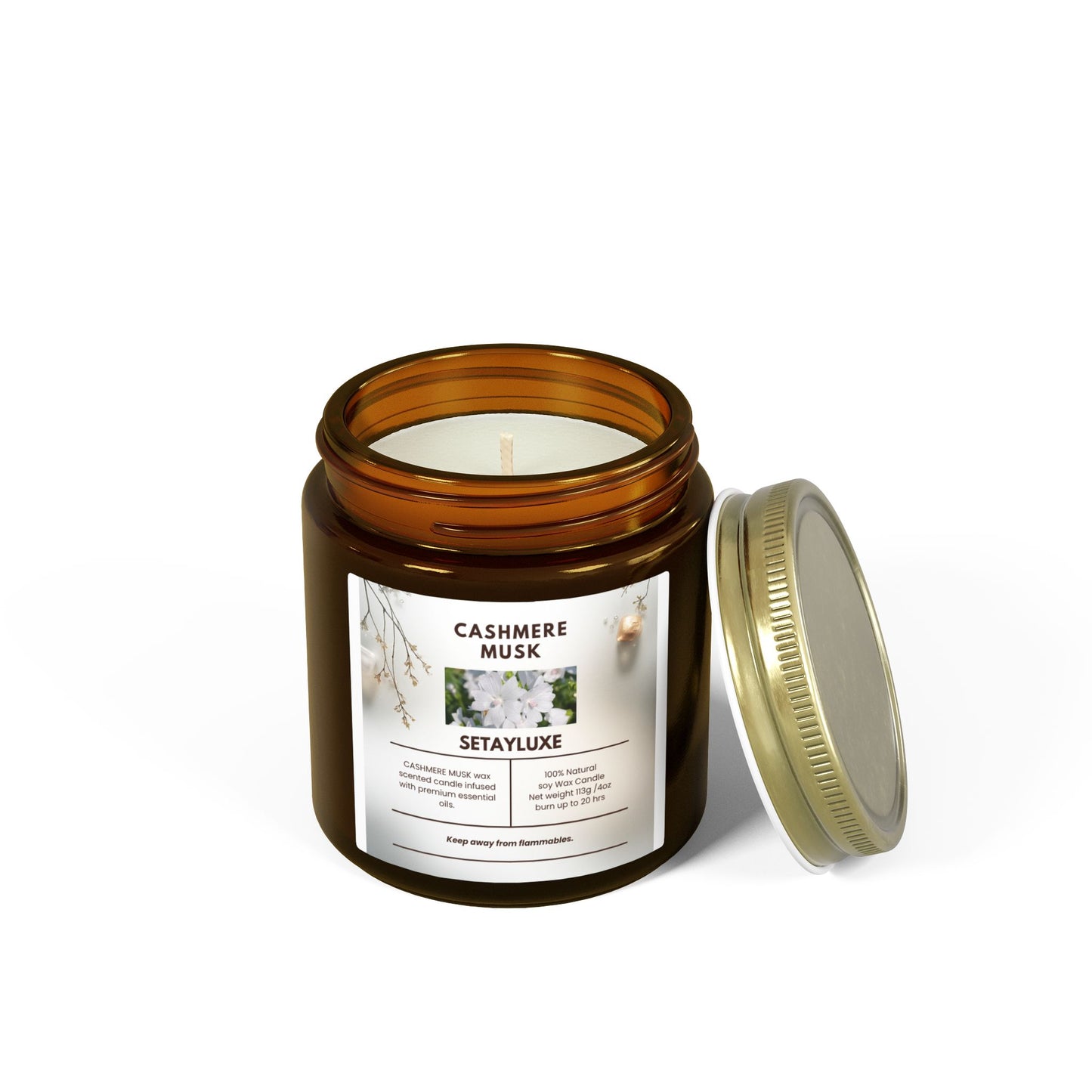 Cashmere Musk Scented Candle — Coconut Apricot Wax Soy Jar (4oz & 9oz)