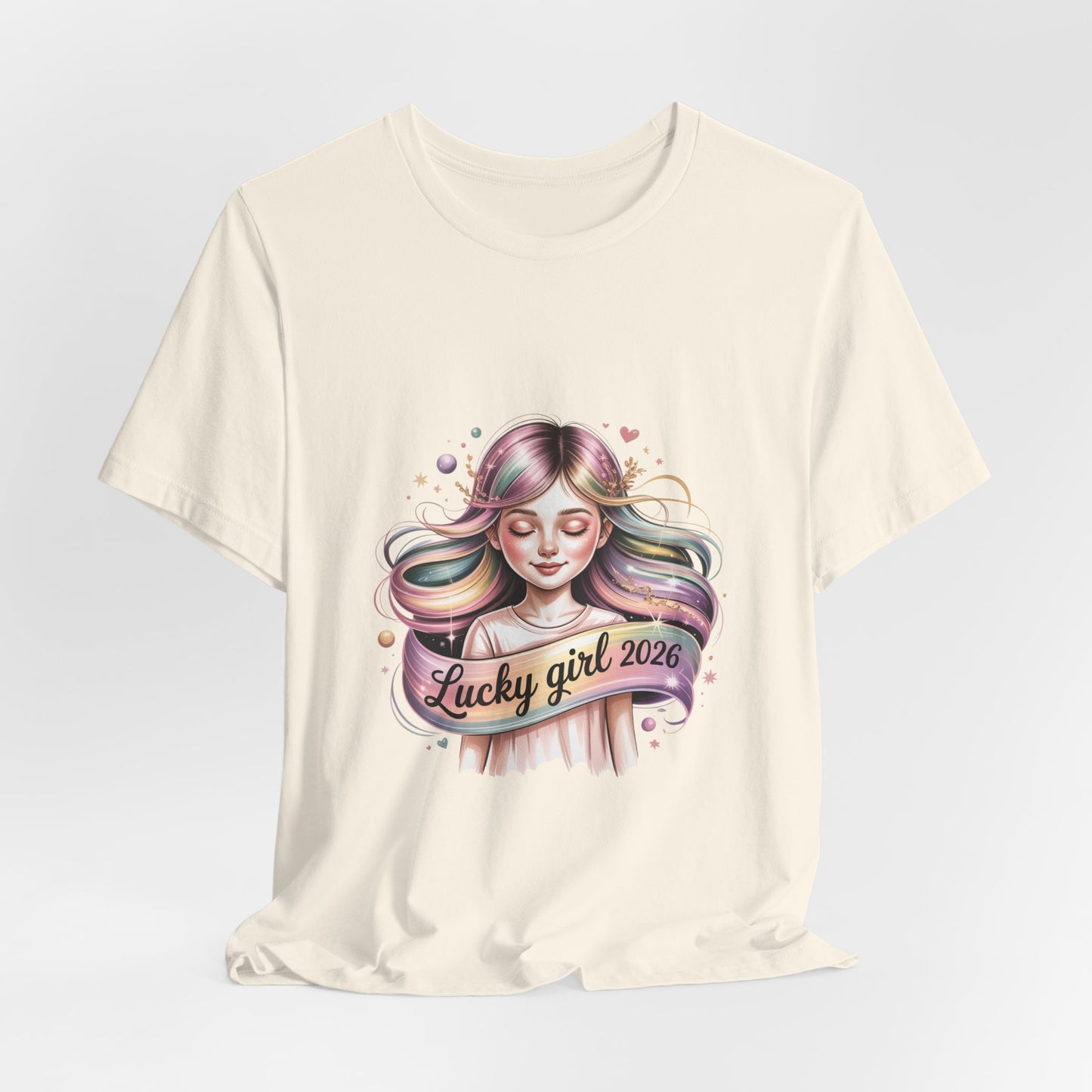 Lucky Girl 2026 mantra tee | Manifest Luck, angel number shirt