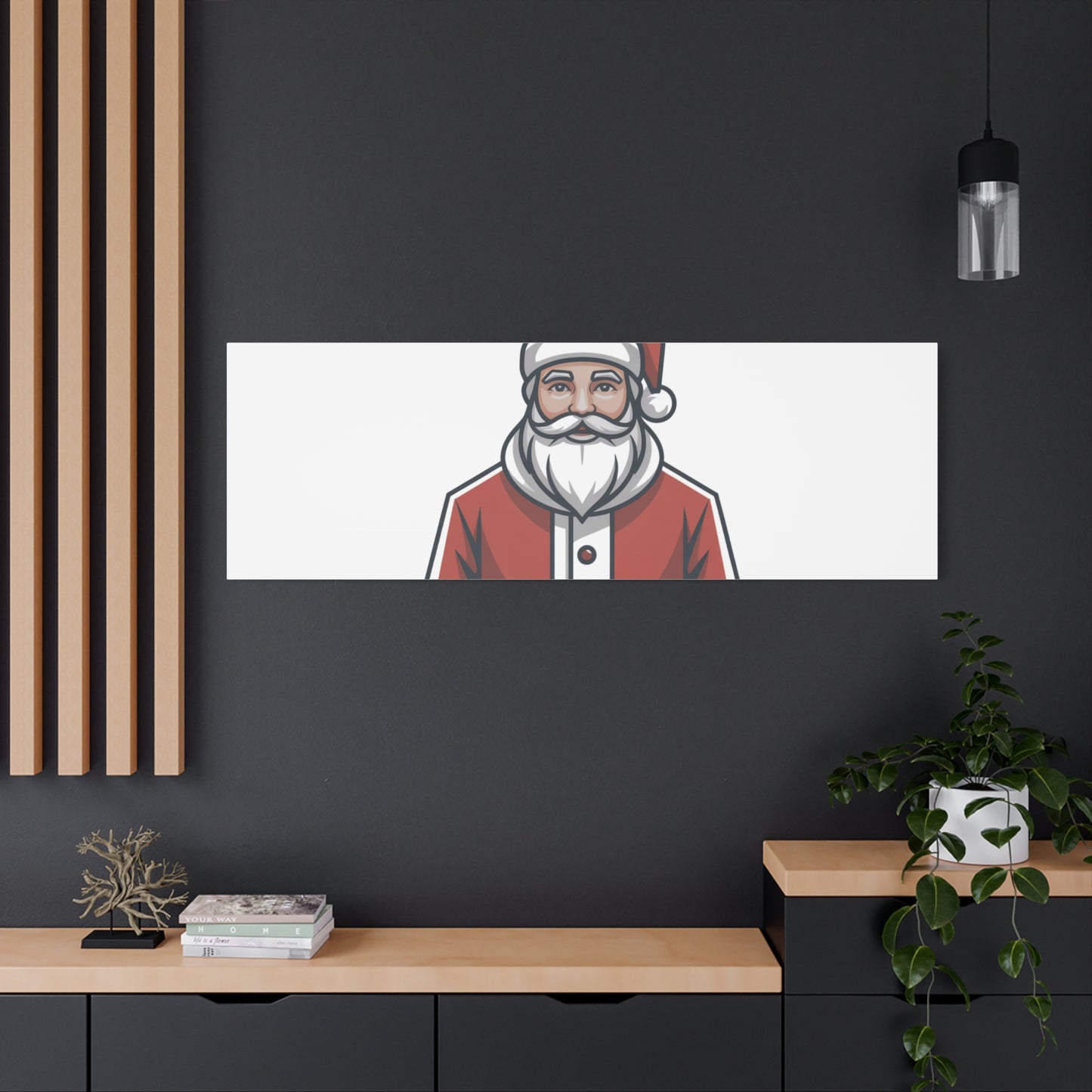 Minimal Santa Canvas, Modern Santa Graphic | Geometric Christmas Wall Art