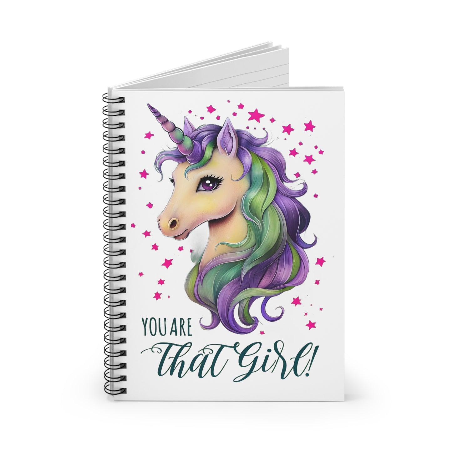 Unicorn Spiral Notebook — "You Are That Girl" Ruled Journal