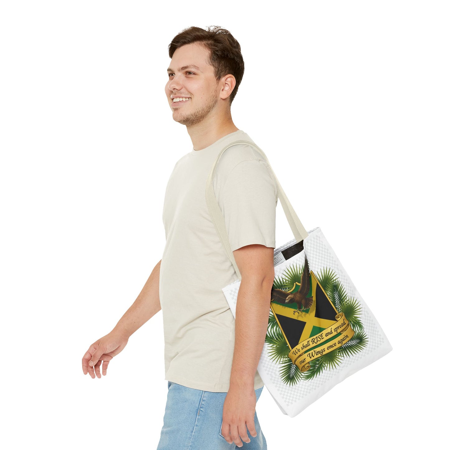Jamaica Eagle Flag Tote Bag — "We shall RISE and spread our Wings once again" Canvas Shopper