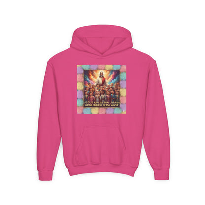 Christian Kids Hoodie — "Jesus Saw the Little Children" Colorful Faith Pullover