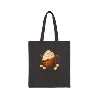 Canvas Tote — "Treat Yourself to Cozy Moments" Hot Cocoa Tote Bag