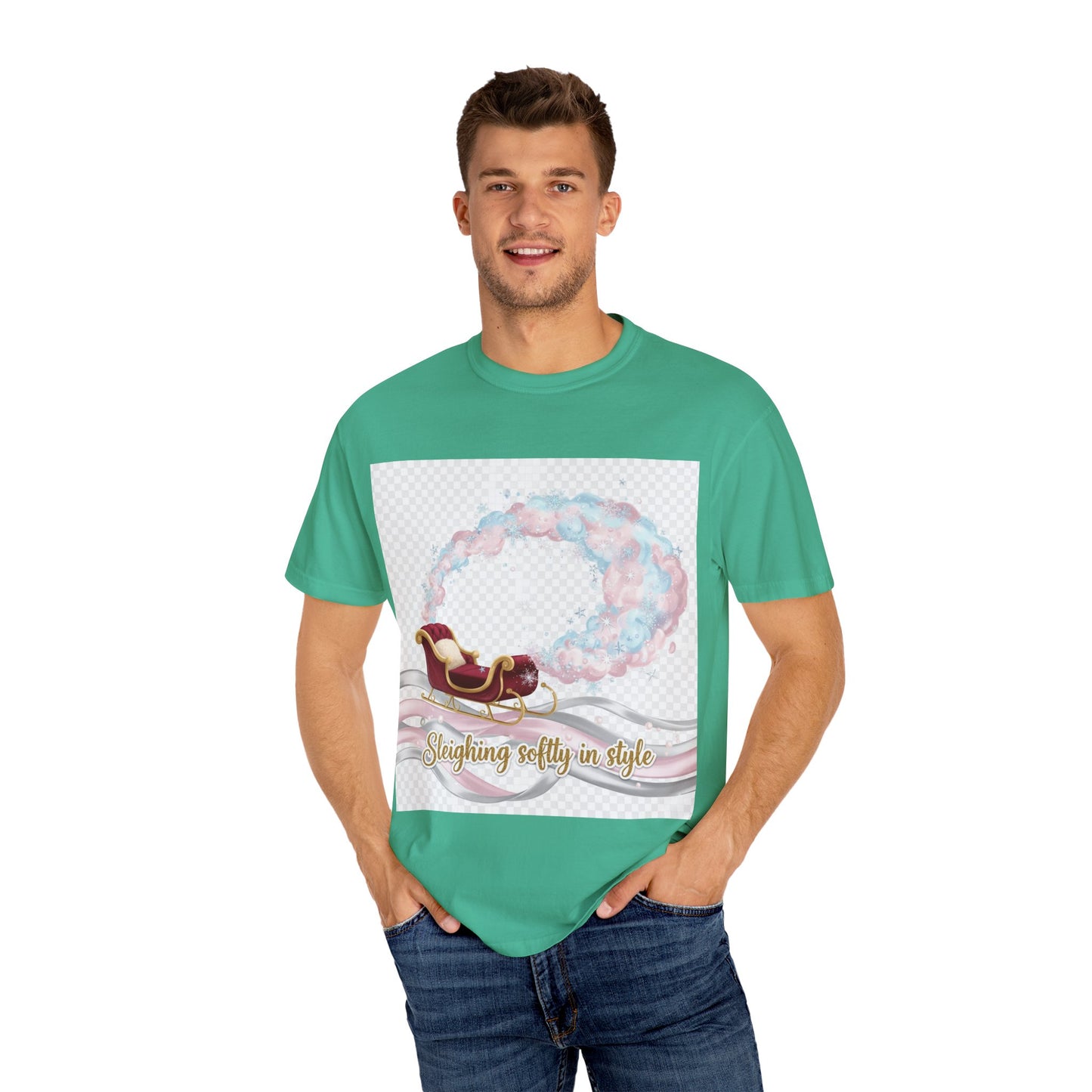 Sleighing Softly in Style T-Shirt — Festive Sleigh Graphic Holiday Tee