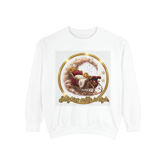 Vintage Santa Sleigh Sweatshirt - "Sleighing into the Season" Holiday Pullover