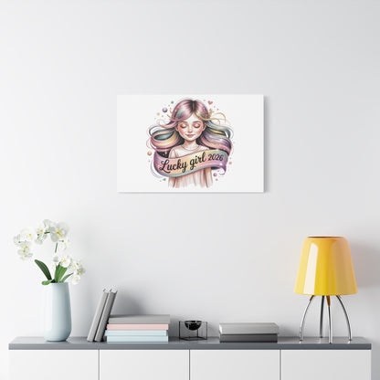 Lucky Girl 2026 Canvas Print | manifest luck, lucky charms