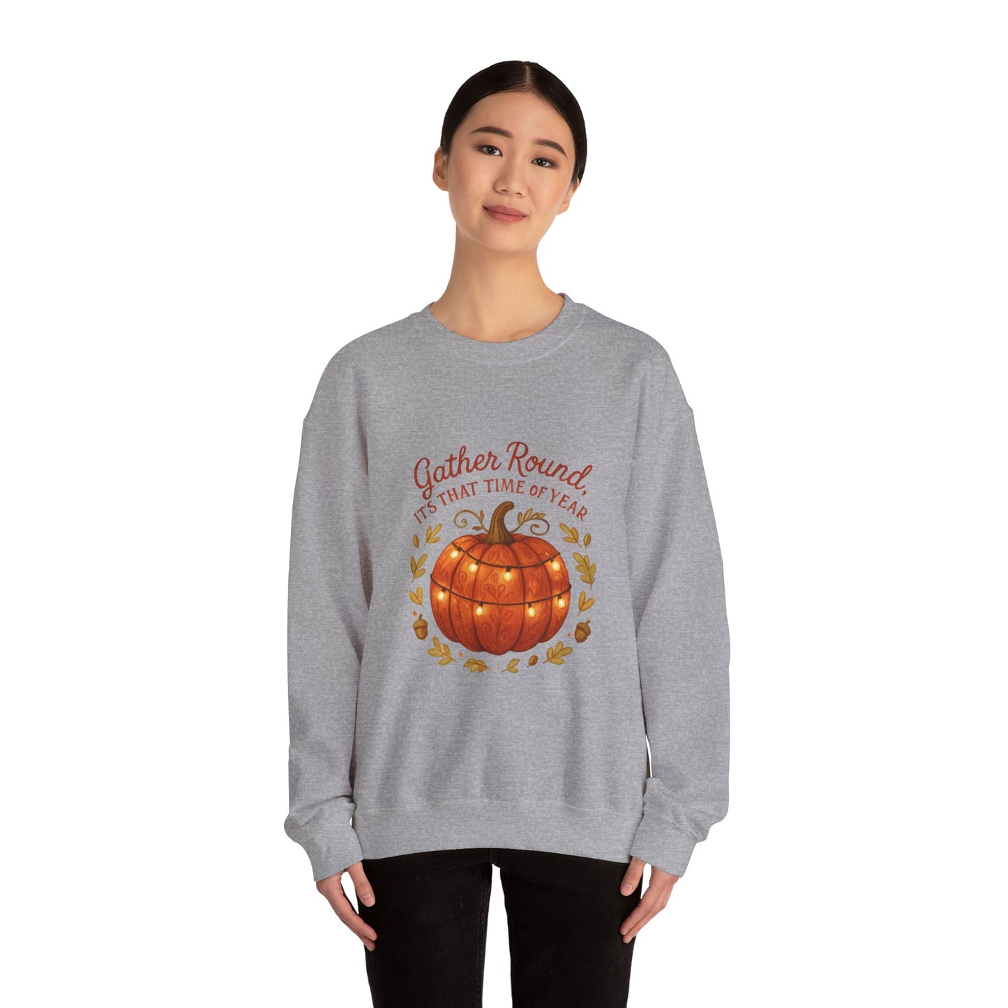 Autumn Pumpkin Crewneck Sweatshirt — "Gather Round, 'Tis That Time of Year"