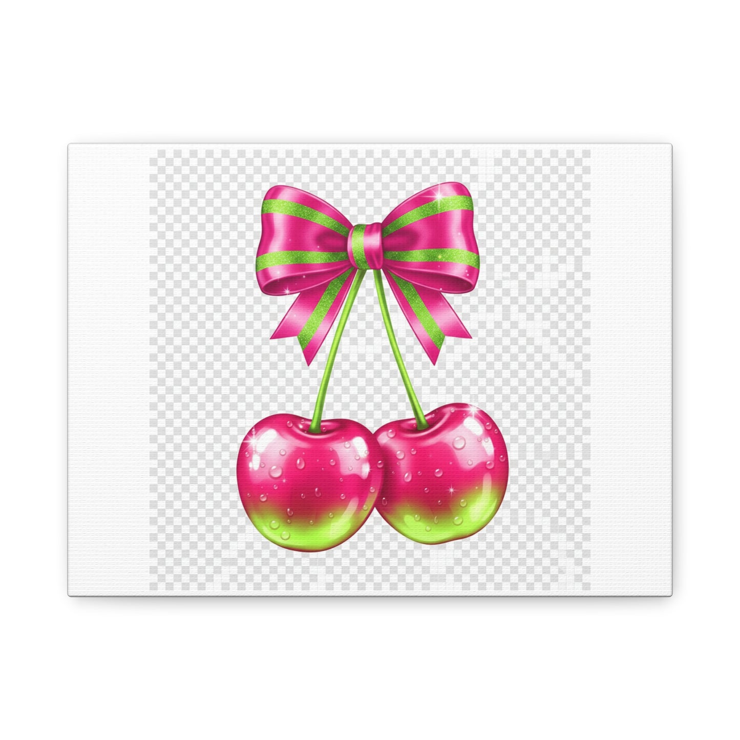 Pink Ribbon Cherries Canvas Wall Art