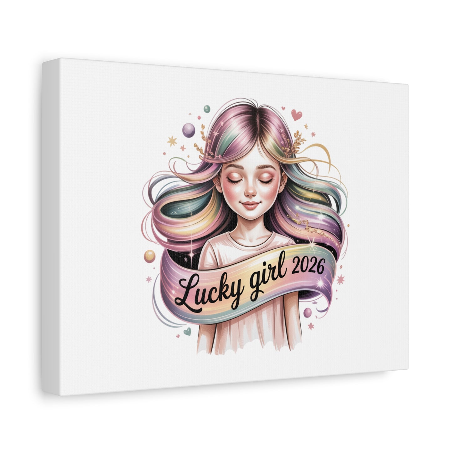 Lucky Girl 2026 Canvas Print | manifest luck, lucky charms