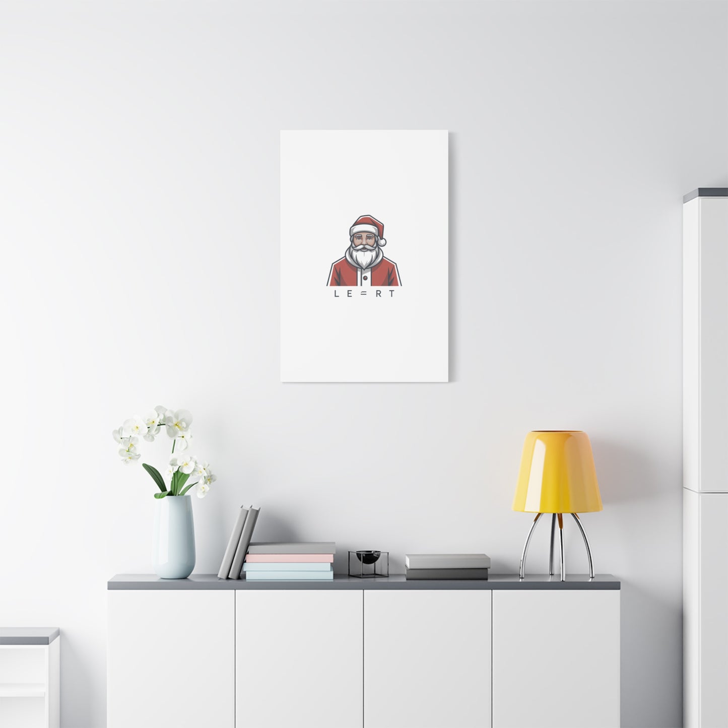 Minimal Santa Canvas, Modern Santa Graphic | Geometric Christmas Wall Art