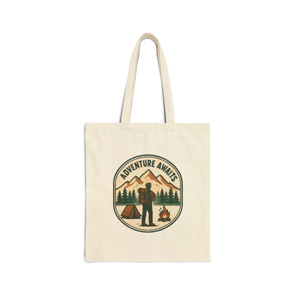 Adventure Awaits Tote Bag – Camping Canvas Shopper