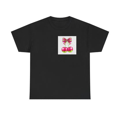 Cherry Bow T-Shirt — Cute Retro Fruit Graphic Tee