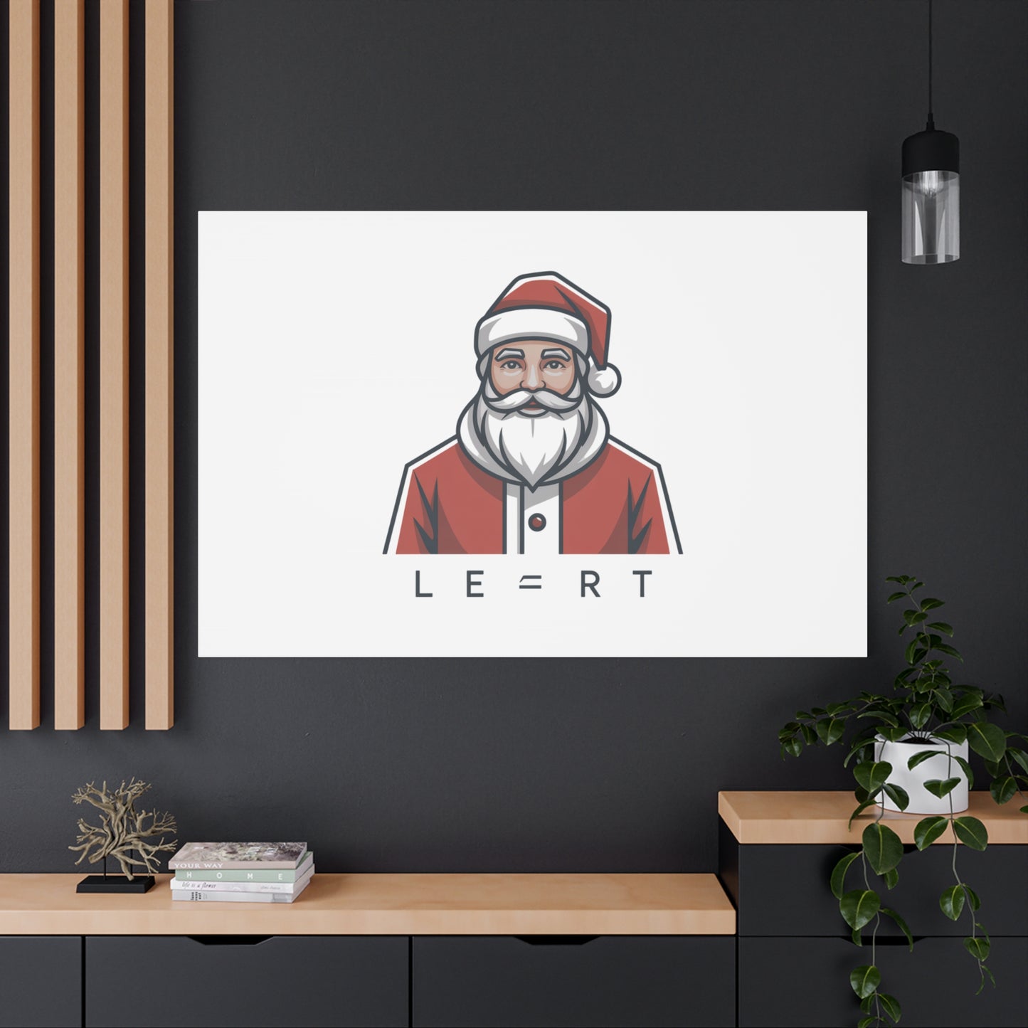 Minimal Santa Canvas, Modern Santa Graphic | Geometric Christmas Wall Art