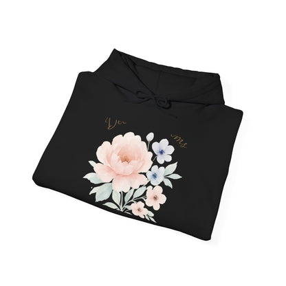 Floral 'You + Me' Hoodie — Soft Watercolor Flower Pullover