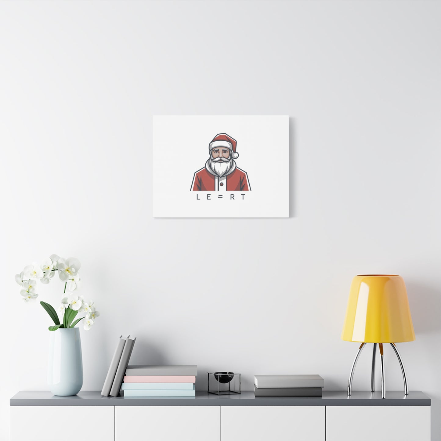 Minimal Santa Canvas, Modern Santa Graphic | Geometric Christmas Wall Art