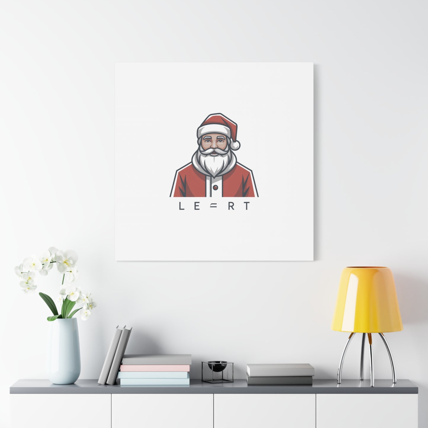 Minimal Santa Canvas, Modern Santa Graphic | Geometric Christmas Wall Art