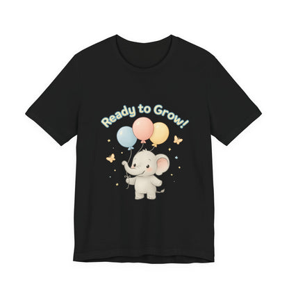Ready to Grow Baby Tee — Cute Elephant with Balloons