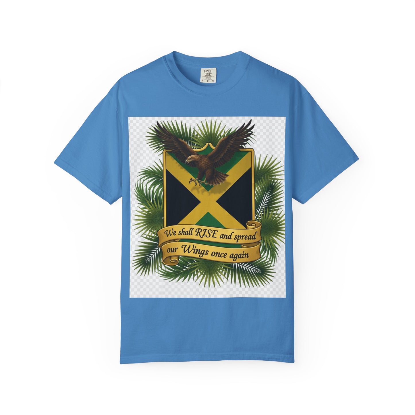 Jamaica Flag Eagle T-Shirt — "We shall RISE and spread our Wings once again" Patriotic Tee