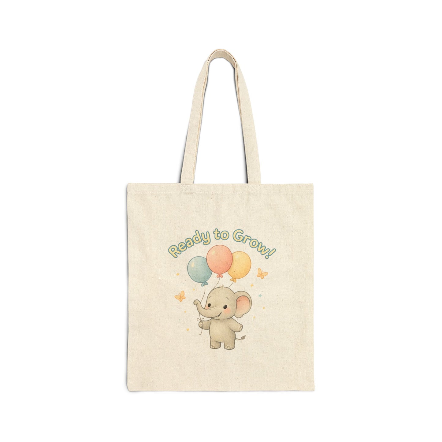 Ready to Grow Elephant Canvas Tote Bag — Cute Baby Shower Gift & Eco-Friendly Nursery Tote