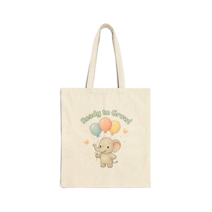 Ready to Grow Elephant Canvas Tote Bag — Cute Baby Shower Gift & Eco-Friendly Nursery Tote