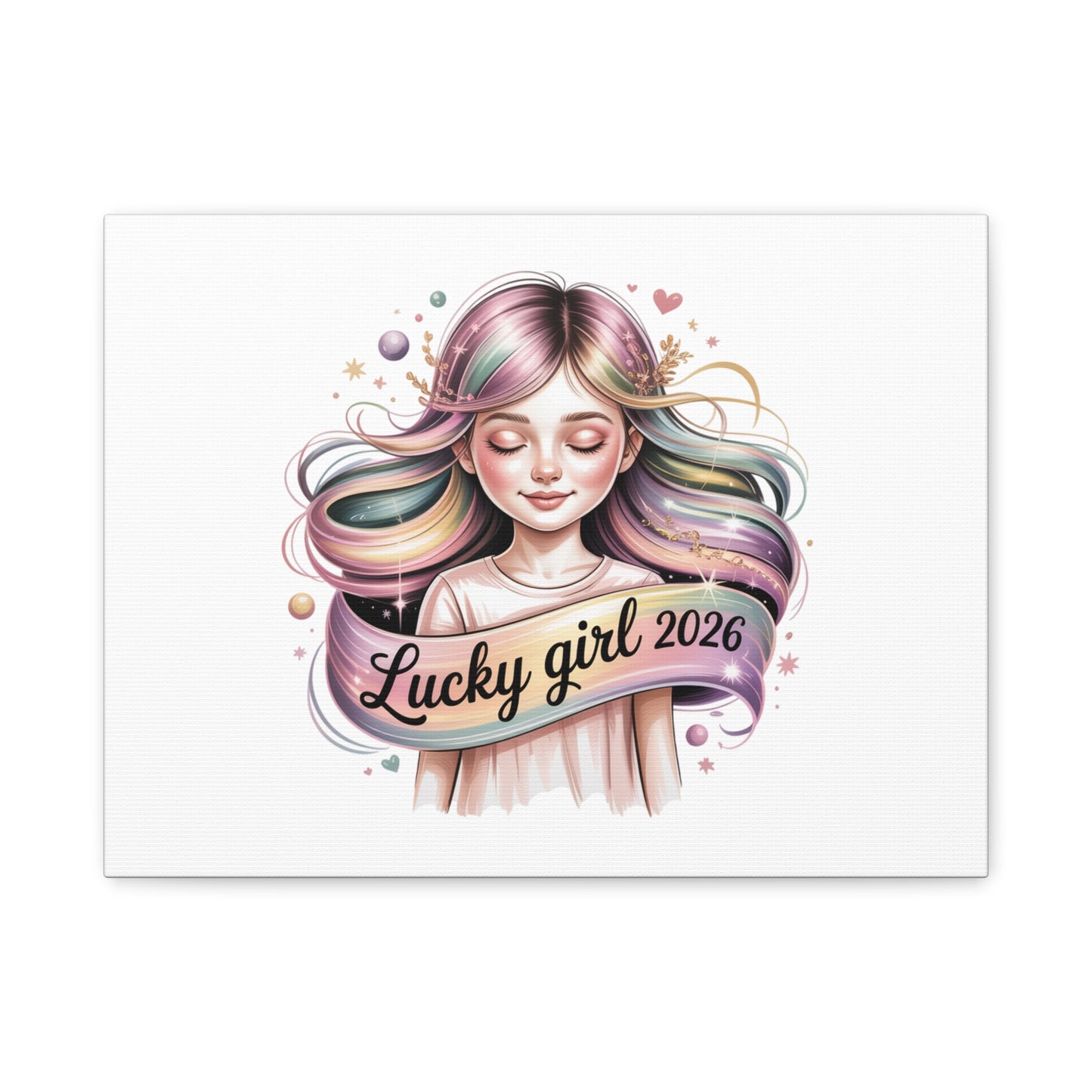 Lucky Girl 2026 Canvas Print | manifest luck, lucky charms