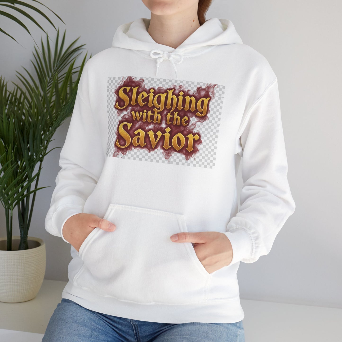 Christian Christmas Hoodie – “Sleighing with the Savior” Pullover for Faith & Holiday Celebrations