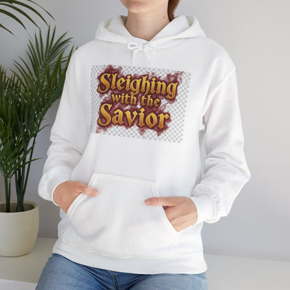 Christian Christmas Hoodie – “Sleighing with the Savior” Pullover for Faith & Holiday Celebrations
