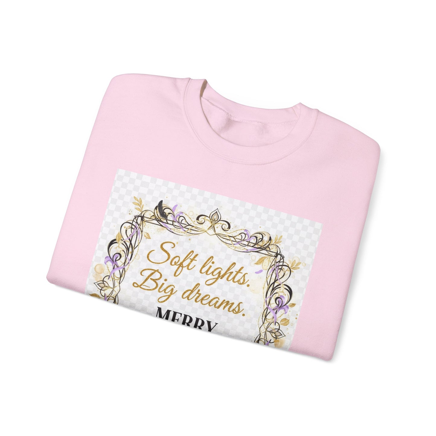 Crewneck Sweatshirt – "Soft lights, Big dreams. MERRY EVERYTHING." Holiday Graphic