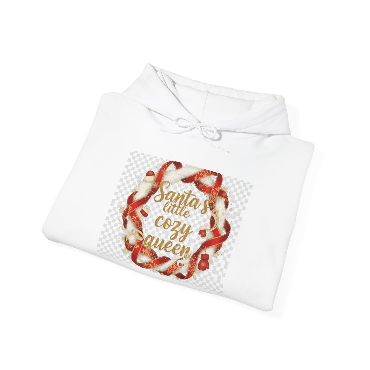 Hoodie - "Santa's Little Cozy Queen" Christmas Hoodie with Candy Cane Wreath