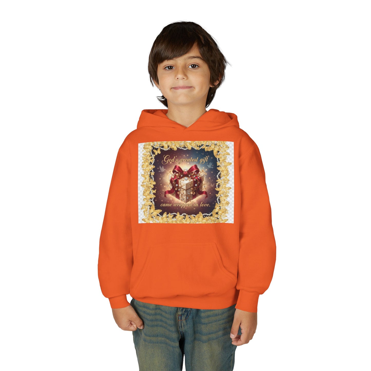 Christmas Gift Hoodie for Kids – "God Blessed Us" Present Design