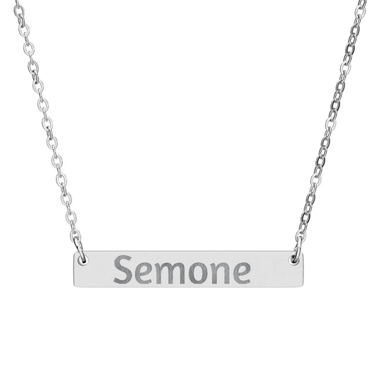 Personalized Horizontal Bar Necklace with Engraving – Custom Name Jewelry