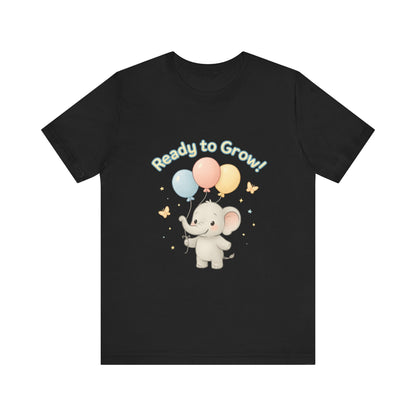 Ready to Grow Baby Tee — Cute Elephant with Balloons