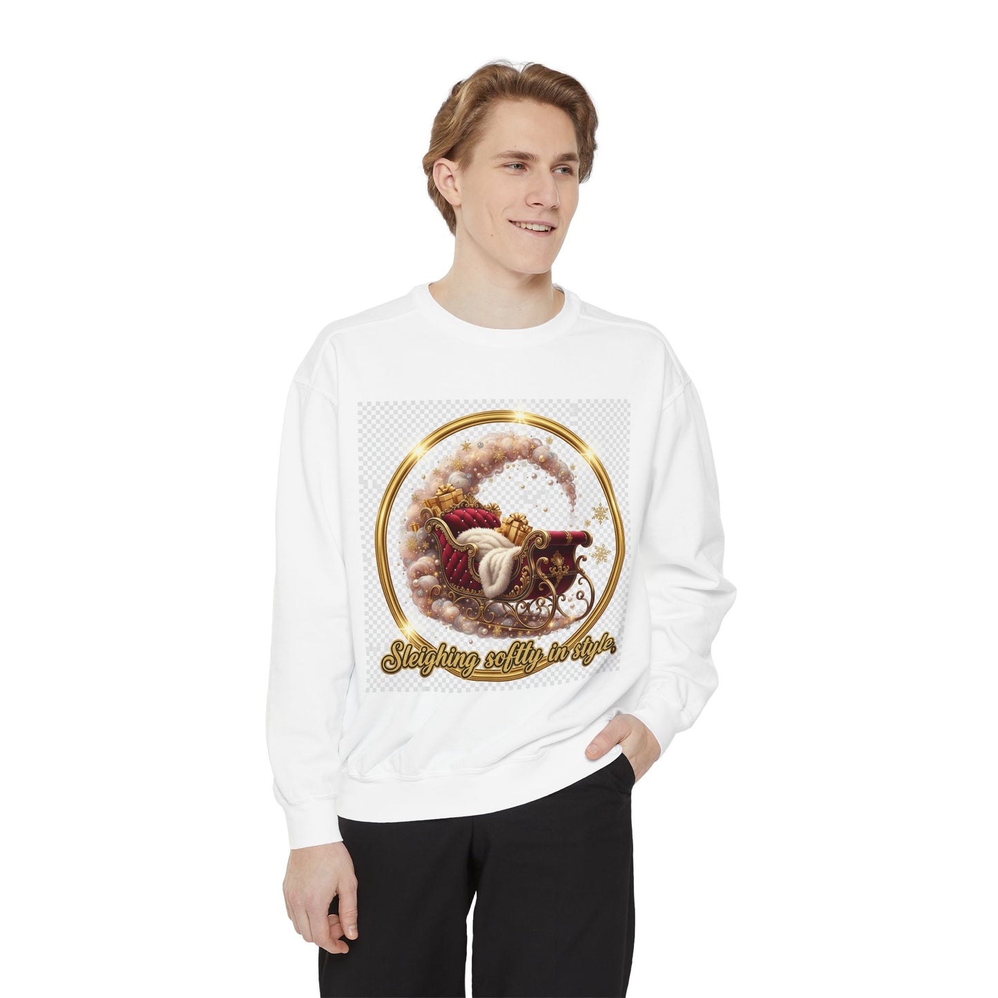 Vintage Santa Sleigh Sweatshirt - "Sleighing into the Season" Holiday Pullover