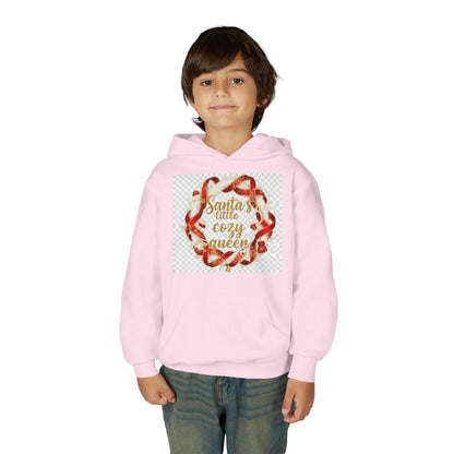 Youth Hoodie - "Santa's Little Cozy Queen" Christmas Wreath Design