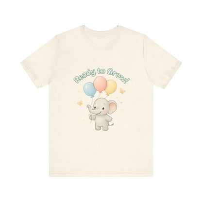 Ready to Grow Baby Tee — Cute Elephant with Balloons