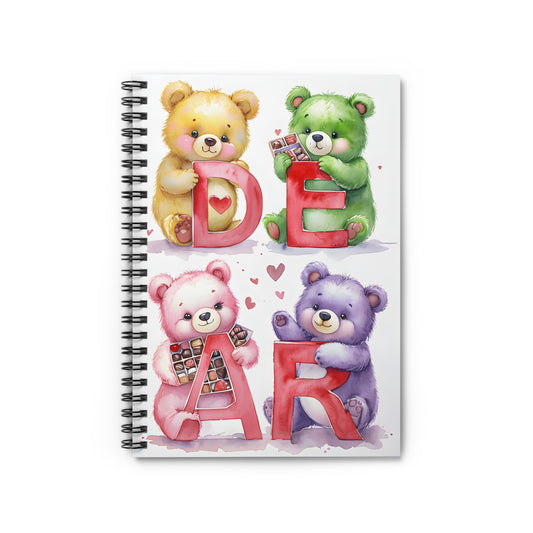 Dear Bears Spiral Notebook — Cute Teddy Letters Ruled Journal for Kids & Gifts