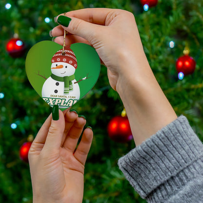 Star Ceramic Ornament – “Dear Santa, I Can Explain” Snowman Christmas Decoration