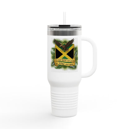 Jamaica Crest 40oz Insulated Travel Mug – Stainless Tumbler with Straw