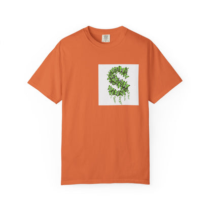 Green Ivy Monogram "S" T-Shirt — Botanical Initial Tee