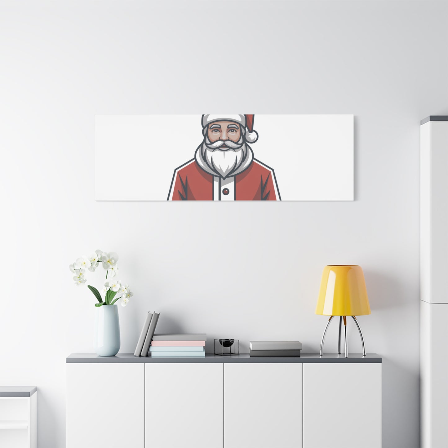 Minimal Santa Canvas, Modern Santa Graphic | Geometric Christmas Wall Art