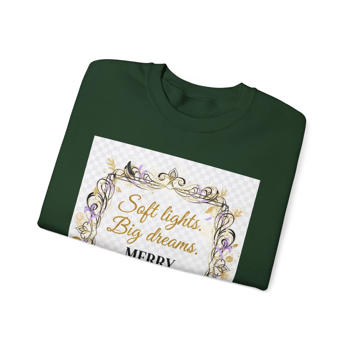 Crewneck Sweatshirt – "Soft lights, Big dreams. MERRY EVERYTHING." Holiday Graphic