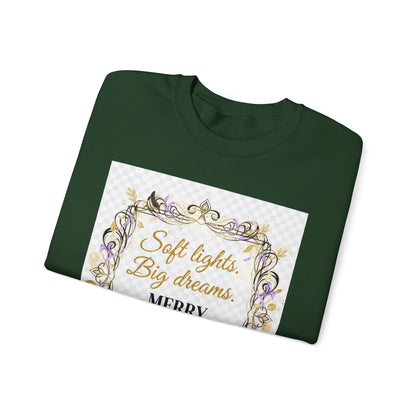 Crewneck Sweatshirt – "Soft lights, Big dreams. MERRY EVERYTHING." Holiday Graphic