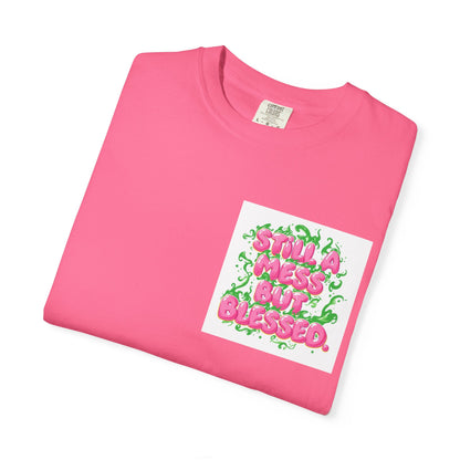 T-Shirt - 'Still A Mess But Blessed' Floral Graphic Tee