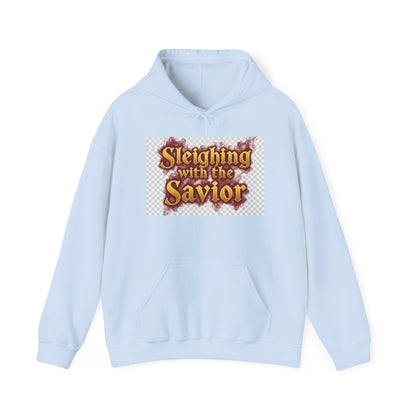 Christian Christmas Hoodie – “Sleighing with the Savior” Pullover for Faith & Holiday Celebrations