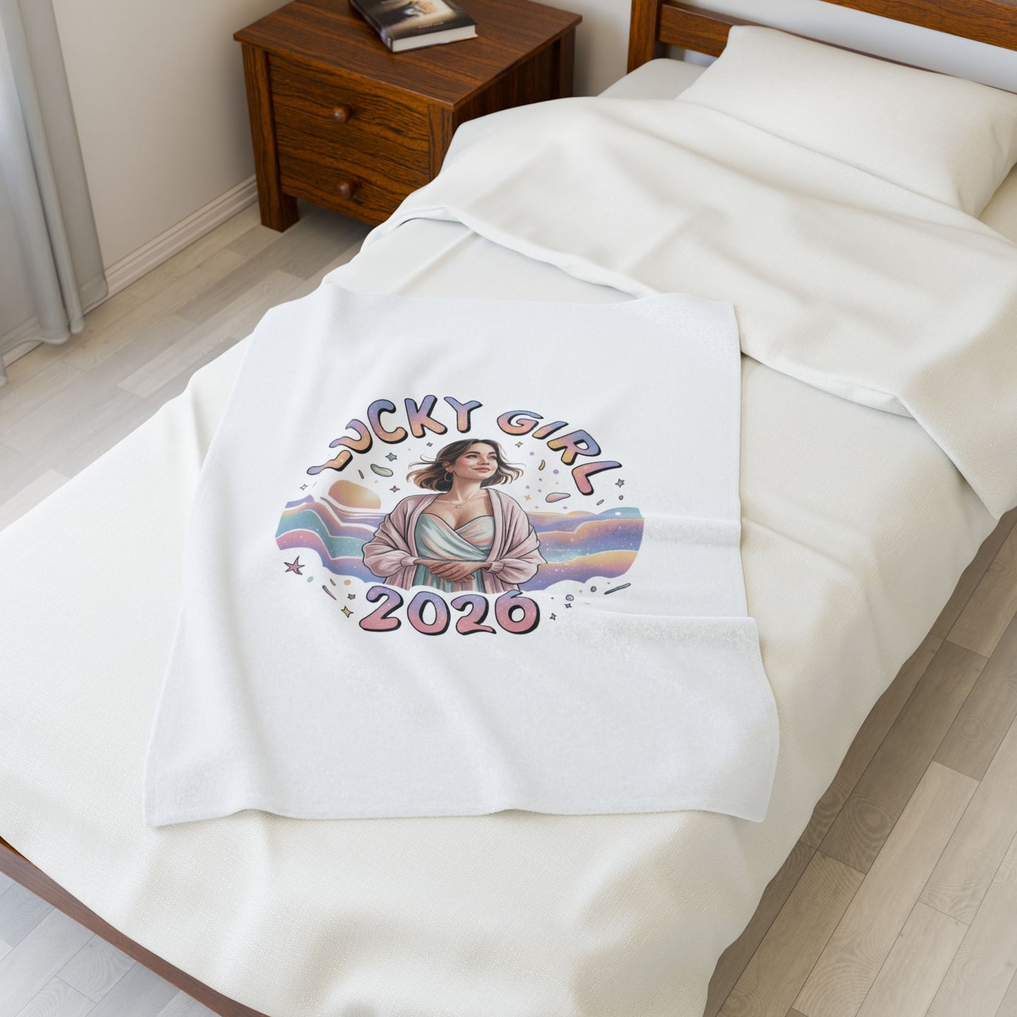 Lucky Girl 2026 Manifest Luck Velveteen Blanket | 2026 lucky charms