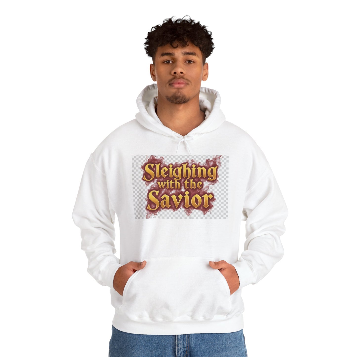 Christian Christmas Hoodie – “Sleighing with the Savior” Pullover for Faith & Holiday Celebrations