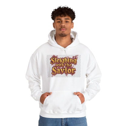 Christian Christmas Hoodie – “Sleighing with the Savior” Pullover for Faith & Holiday Celebrations