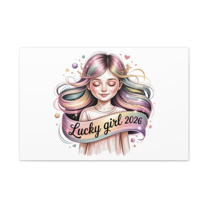 Lucky Girl 2026 Canvas Print | manifest luck, lucky charms